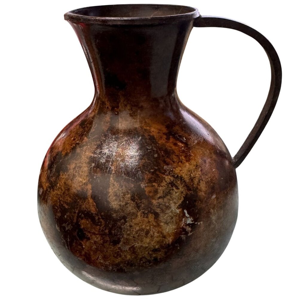 Vintage Metal Copper Rustic Pitcher Decorative Made in India 7.5"H